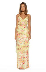 Inara Yellow Bloom Ruffle Maxi