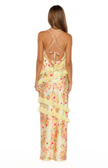 Inara Yellow Bloom Ruffle Maxi