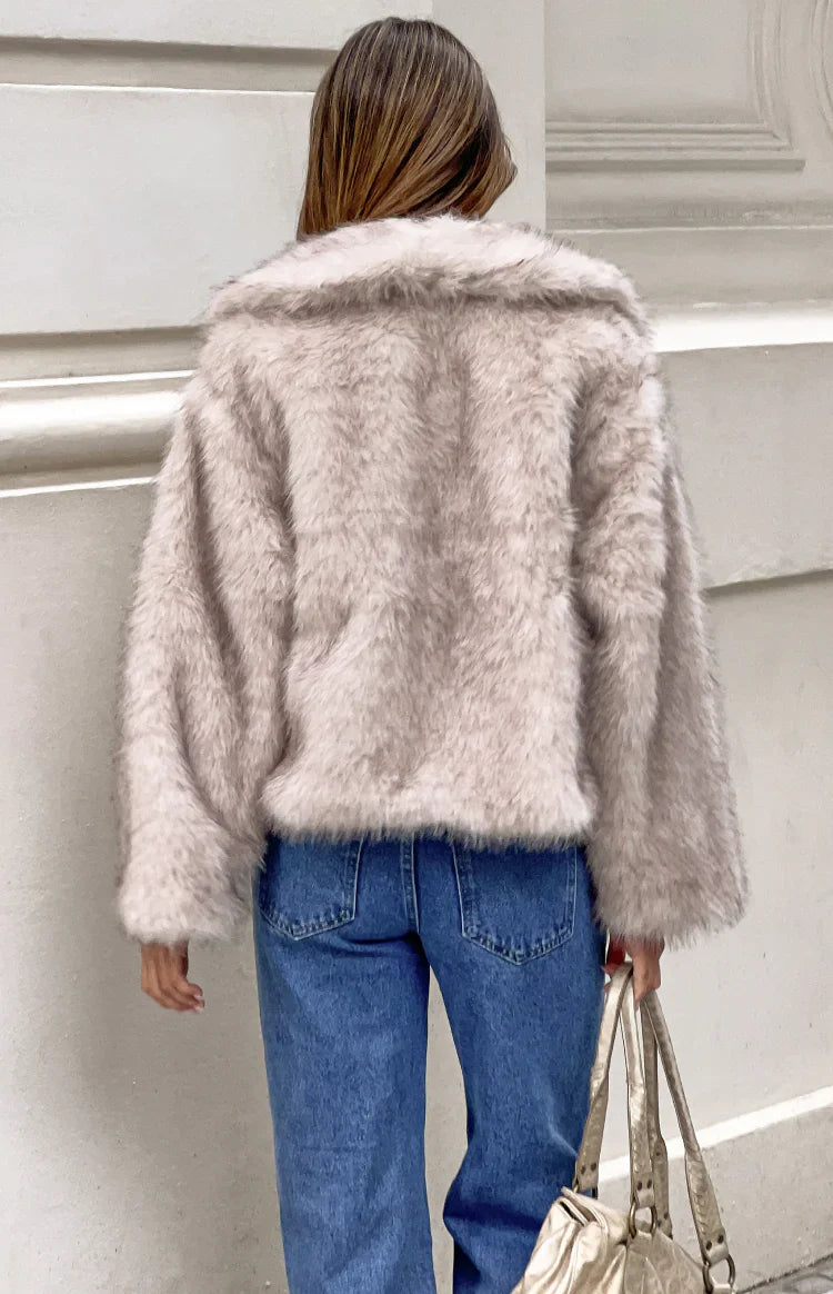 It Girl Sand Faux Fur Jacket