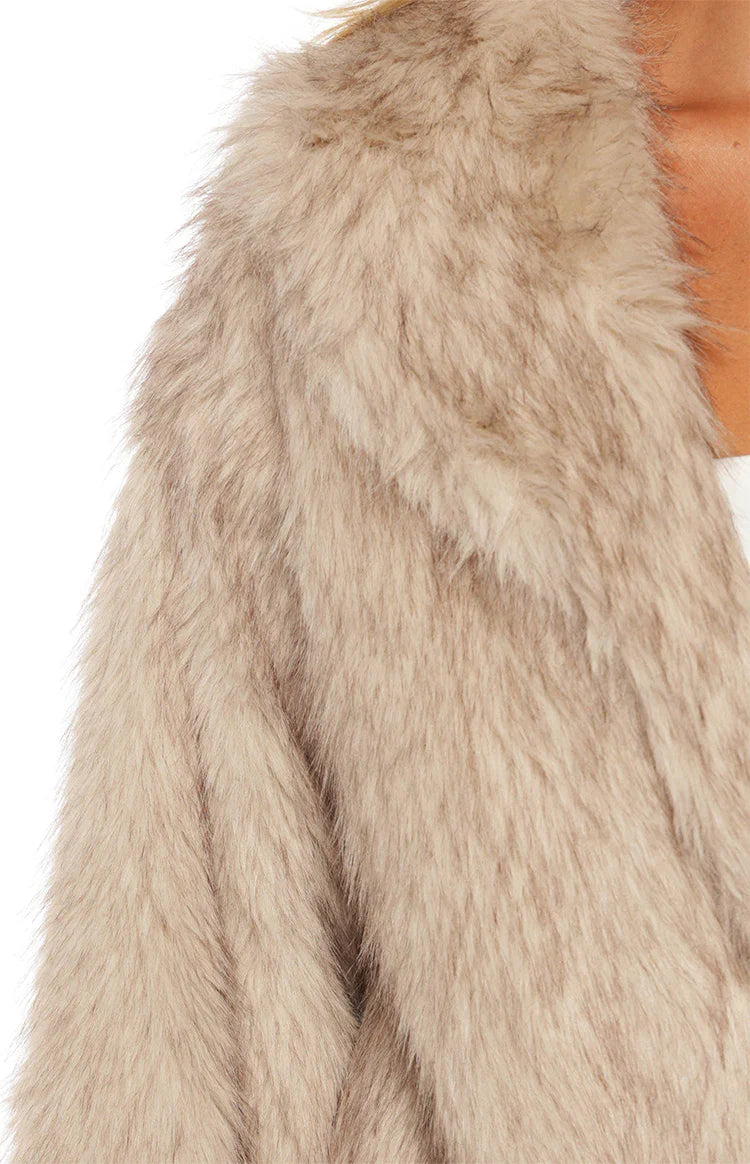 It Girl Sand Faux Fur Jacket