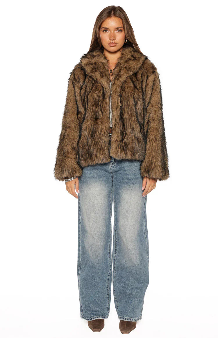 It Girl Chocolate Faux Fur Jacket