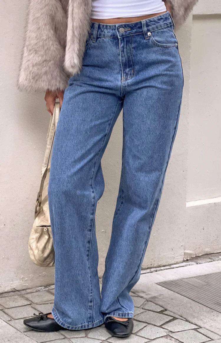Fran Eyelet Mid Wash Pocket Jeans