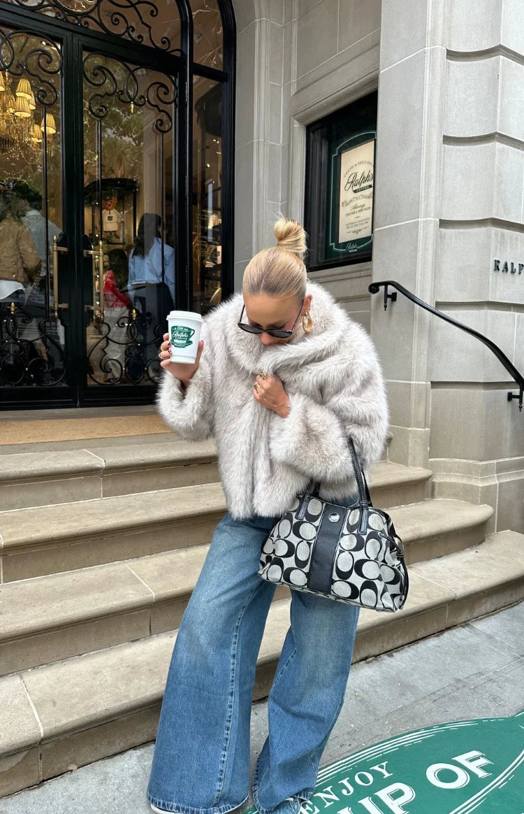 It Girl Sand Faux Fur Jacket