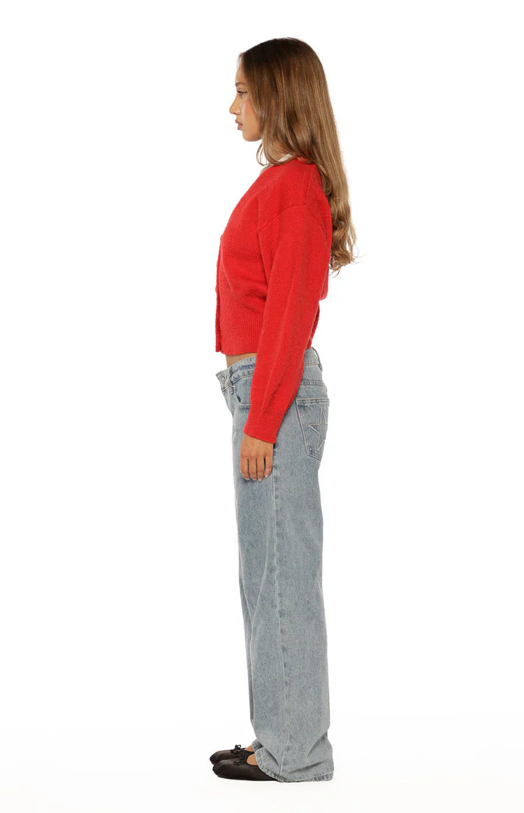 Janda Red Knit Oversized Cardigan