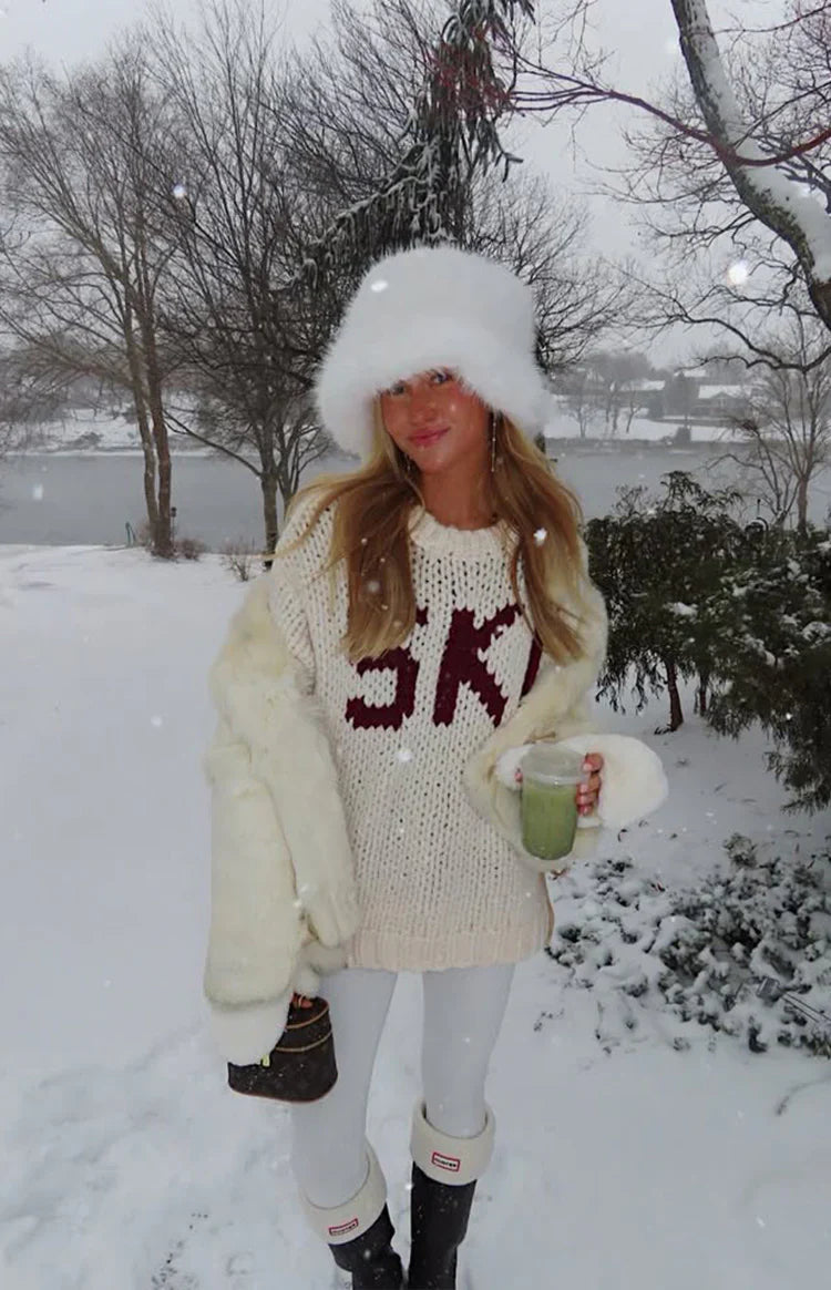 Jasmine Ski Cream Jacquard Chunky Knit Sweater