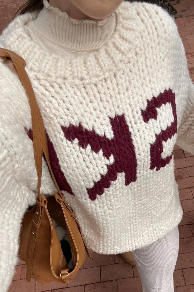 Jasmine Ski Cream Jacquard Chunky Knit Sweater