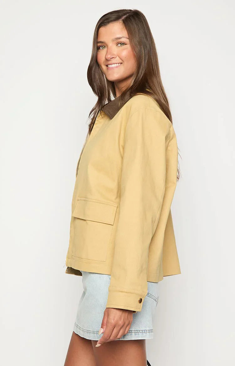 Jemma Cream Contrast Canvas Jacket