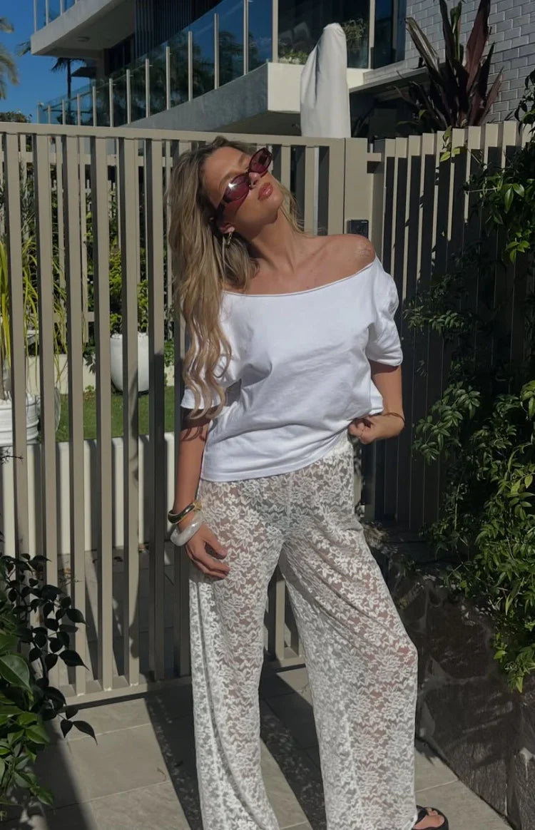 Jev White Lace Pants