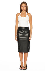 Joanie Black PU Midi Skirt