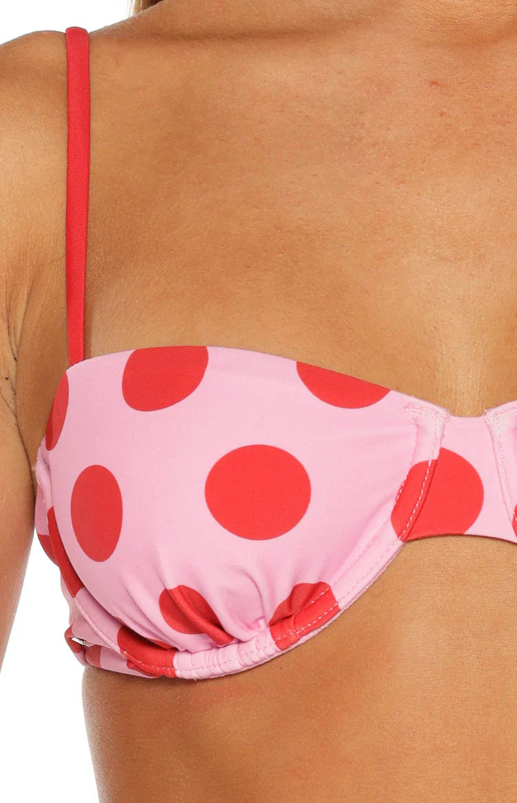 Kaia Pink and Red Polka Dot Underwire Bikini Top