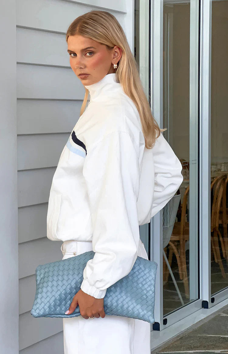Kalana Cream Contrast Stripe Funnel Neck Jacket
