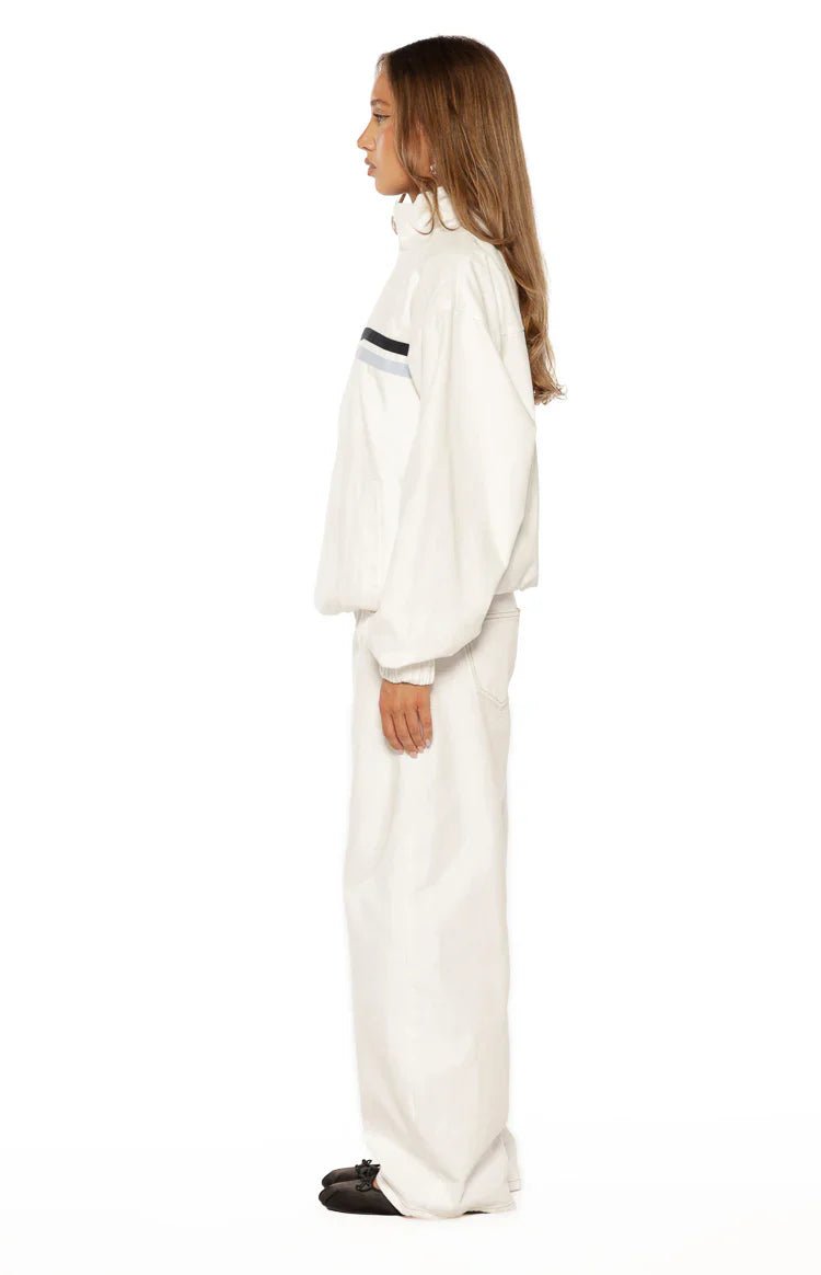 Kalana Cream Contrast Stripe Funnel Neck Jacket