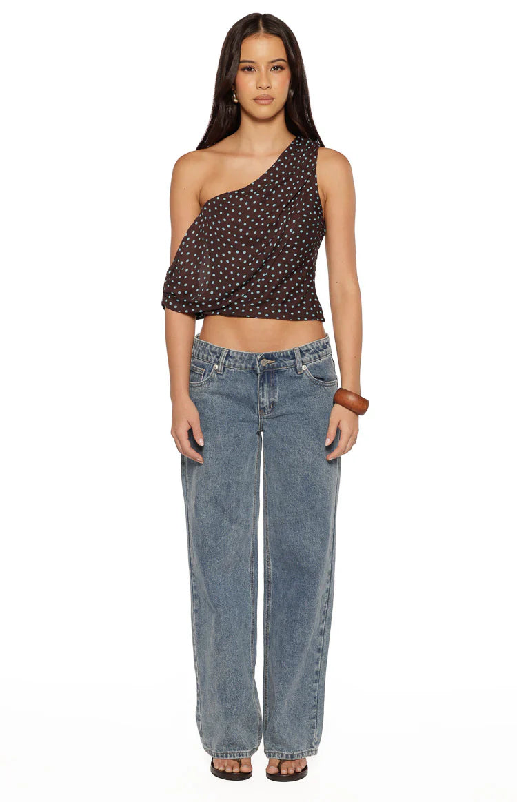 Khamie Brown Polka Dot Off Shoulder Top