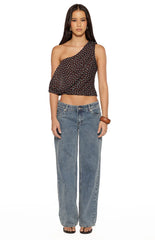 Khamie Brown Polka Dot Off Shoulder Top