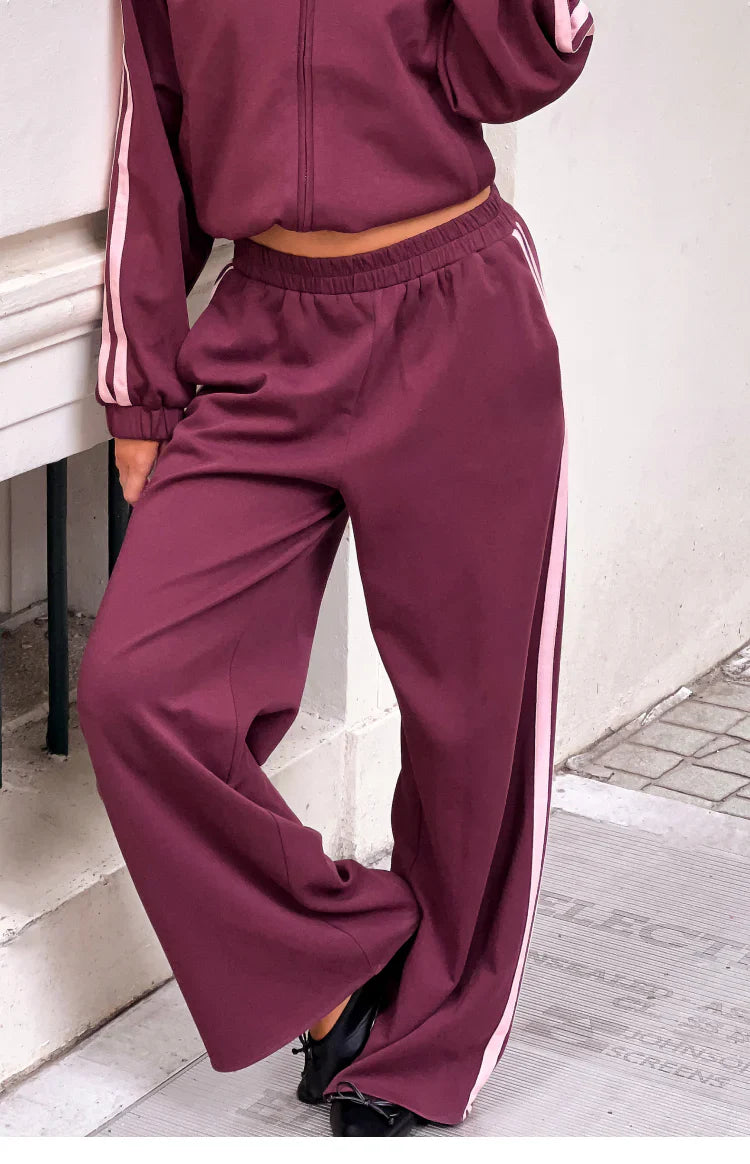 Kosie Burgundy and Pink Stripe Track Pants