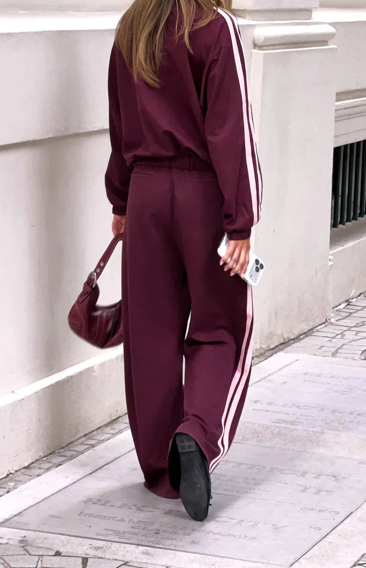 Kosie Burgundy and Pink Stripe Track Pants