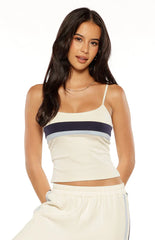 Leya White Contrast Stripe Singlet