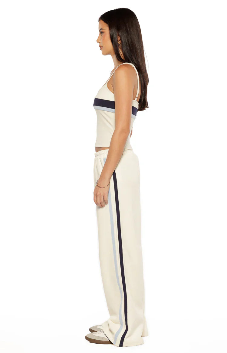 Leya White Contrast Stripe Pants