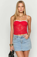 Libby Red Lace Crop Top