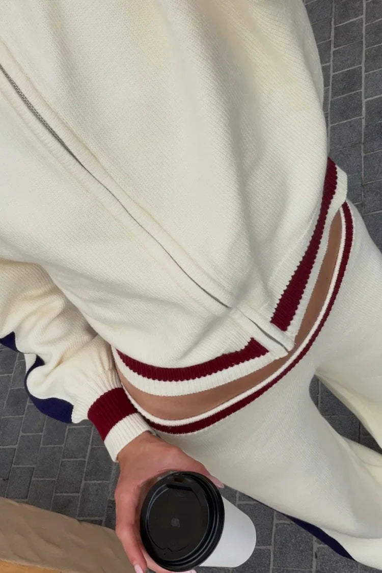 Liberty Cream Knit Jacquard Zip Sweater
