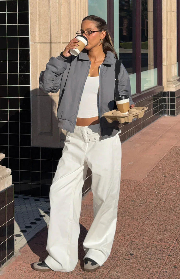 Lila Off White Buckle Pants