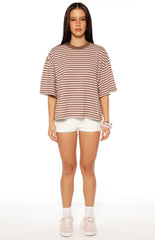 Lioness Bloom Short Sleeve Top Chocolate Blush Stripe