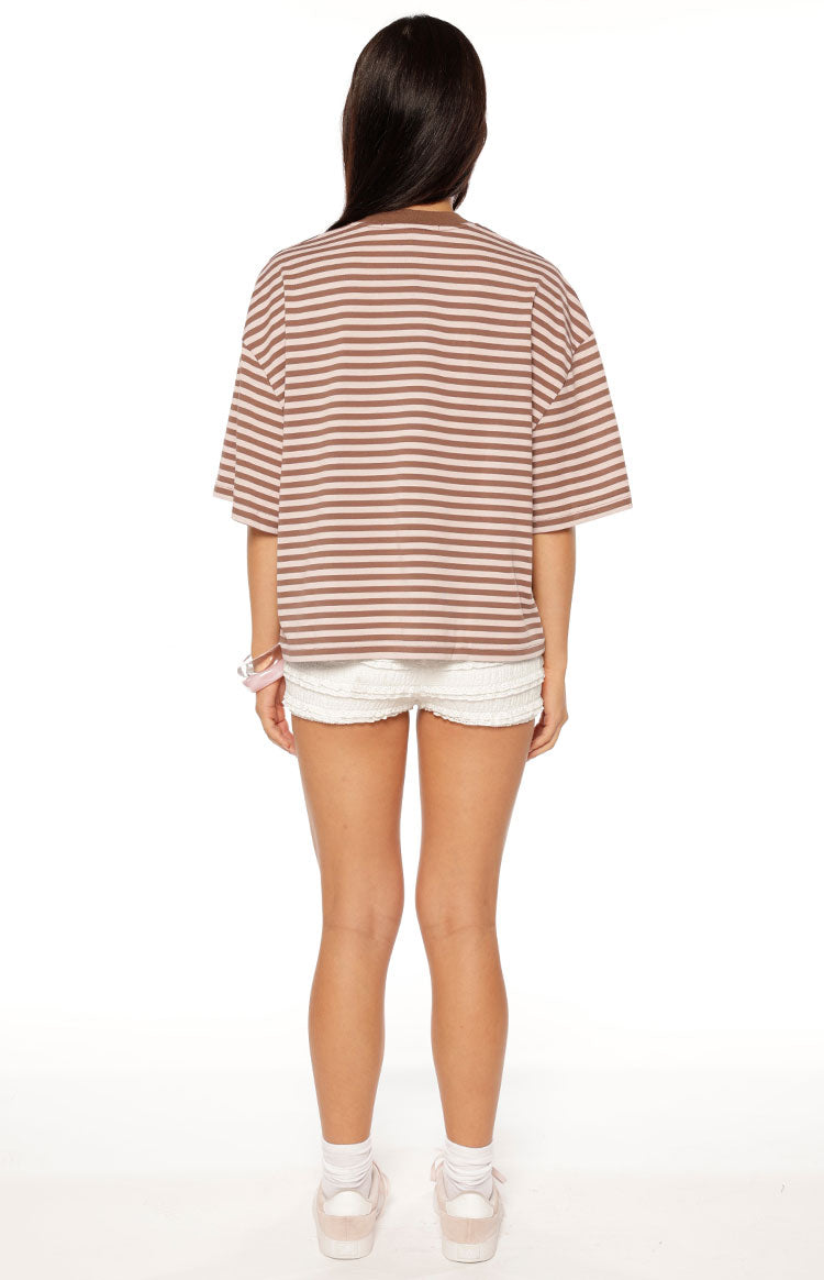 Lioness Bloom Short Sleeve Top Chocolate Blush Stripe