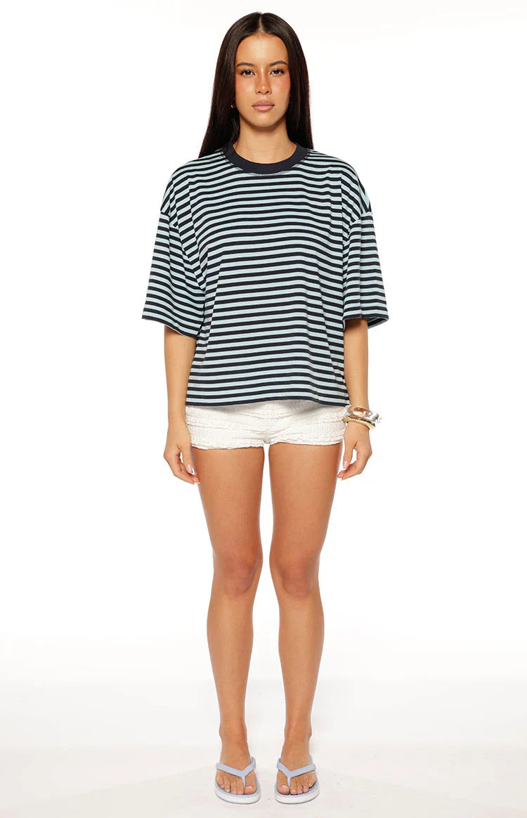 Lioness Bloom Short Sleeve Top Navy Sea Stripe