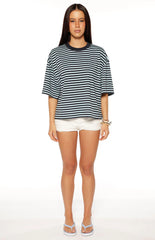 Lioness Bloom Short Sleeve Top Navy Sea Stripe