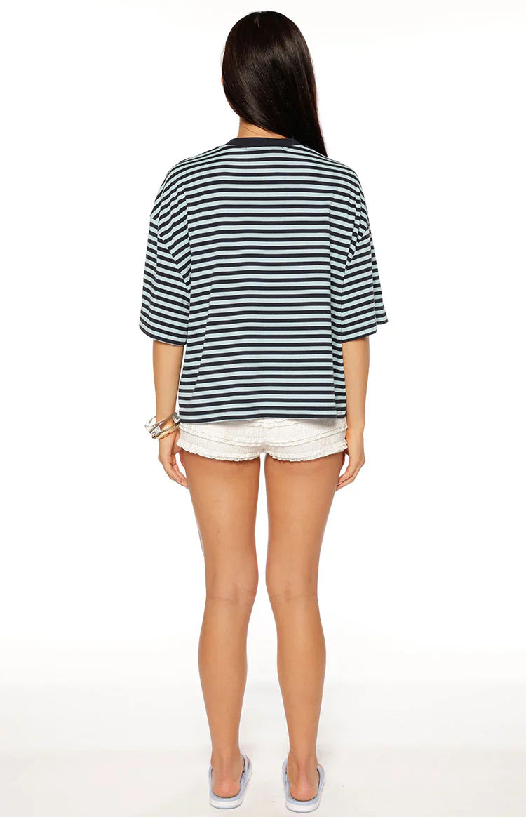 Lioness Bloom Short Sleeve Top Navy Sea Stripe