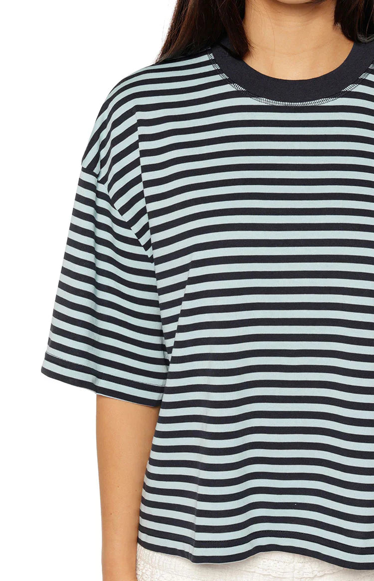 Lioness Bloom Short Sleeve Top Navy Sea Stripe