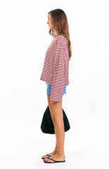 Lioness Bloom Wine Stripe Long Sleeve Top