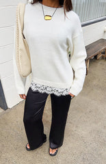 Lolly Cream Lace Trim Knit