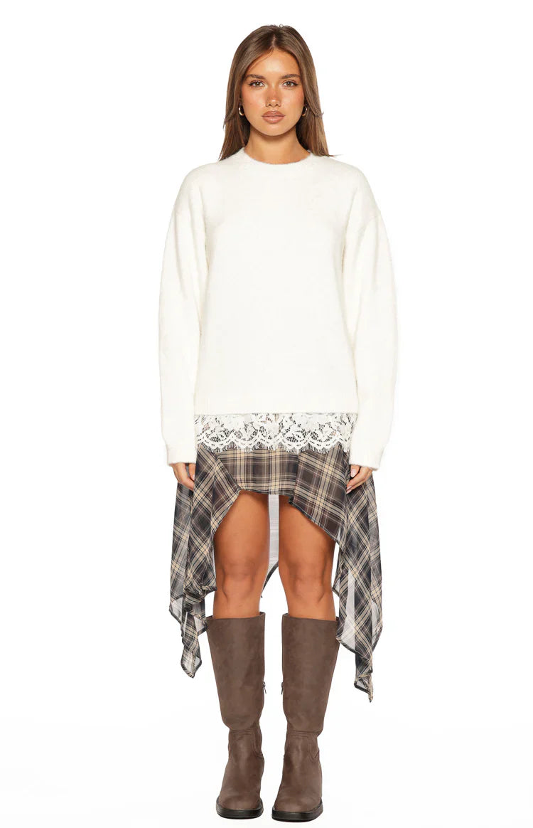 Lolly Cream Lace Trim Knit