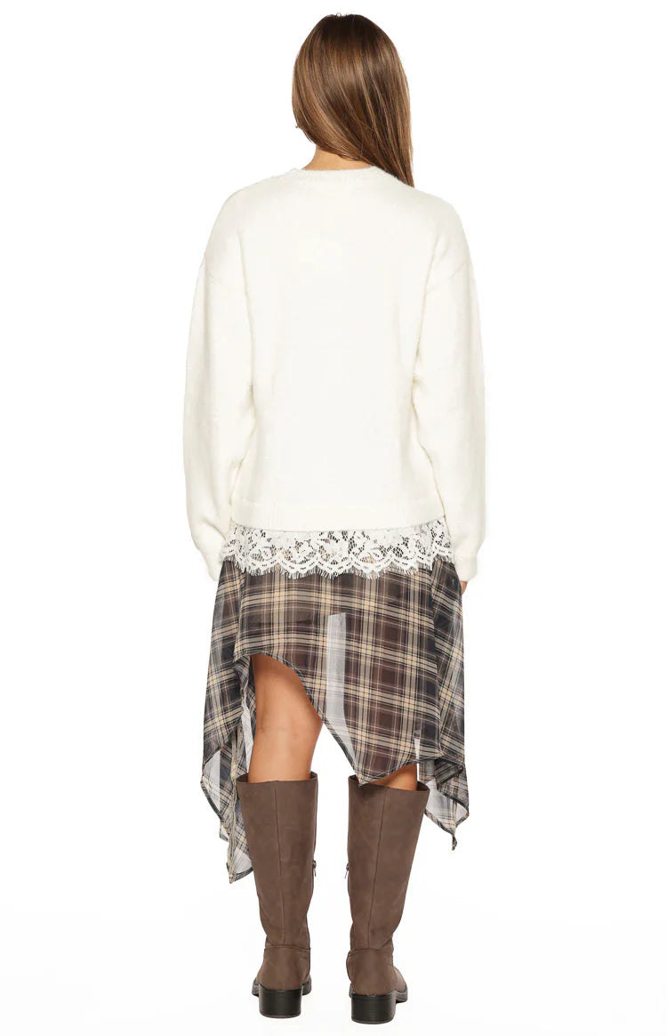 Lolly Cream Lace Trim Knit