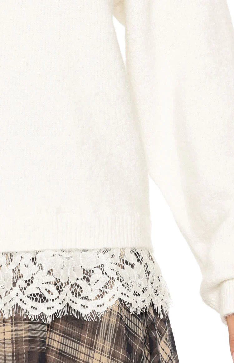 Lolly Cream Lace Trim Knit