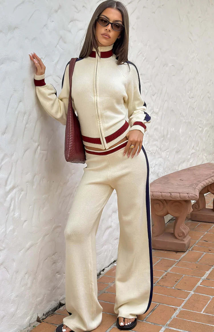 Luna Cream Knit Jacquard Track Pants