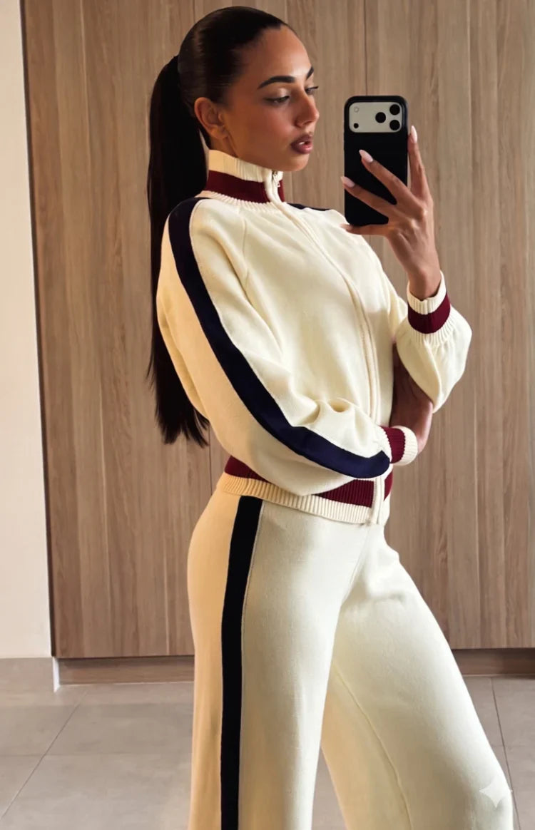 Luna Cream Knit Jacquard Track Pants
