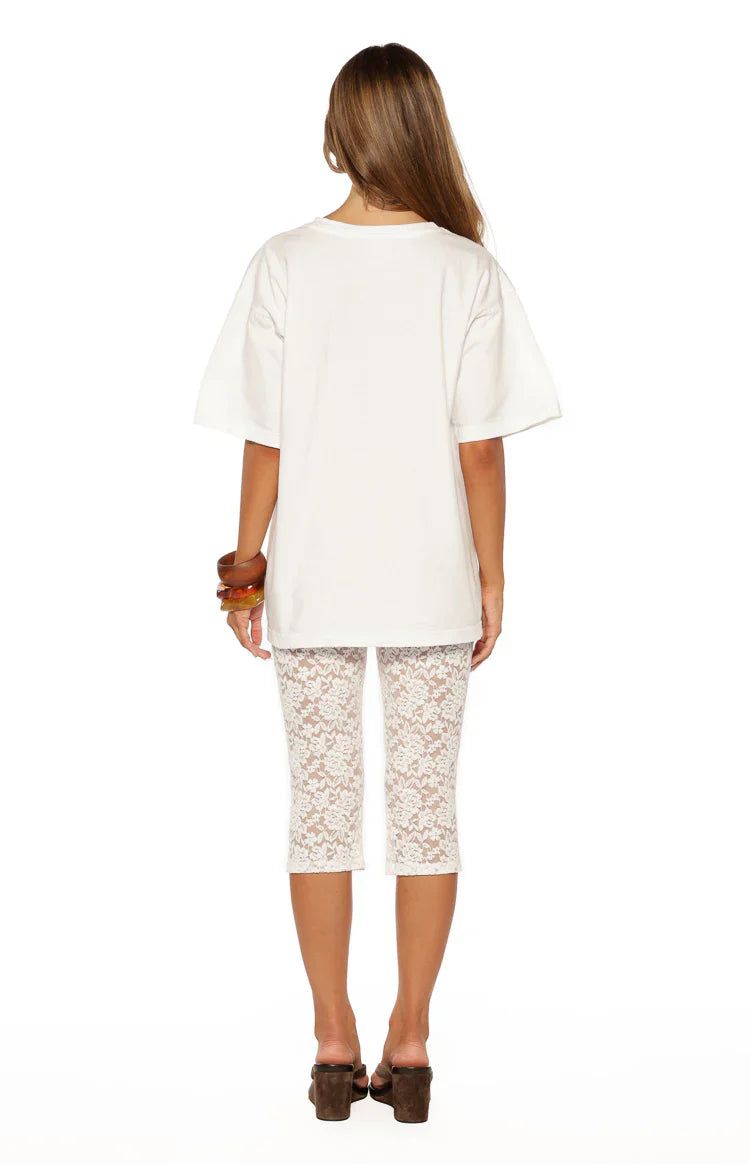 Lydia White Lace Mid Rise Capri Pants - PRE ORDER