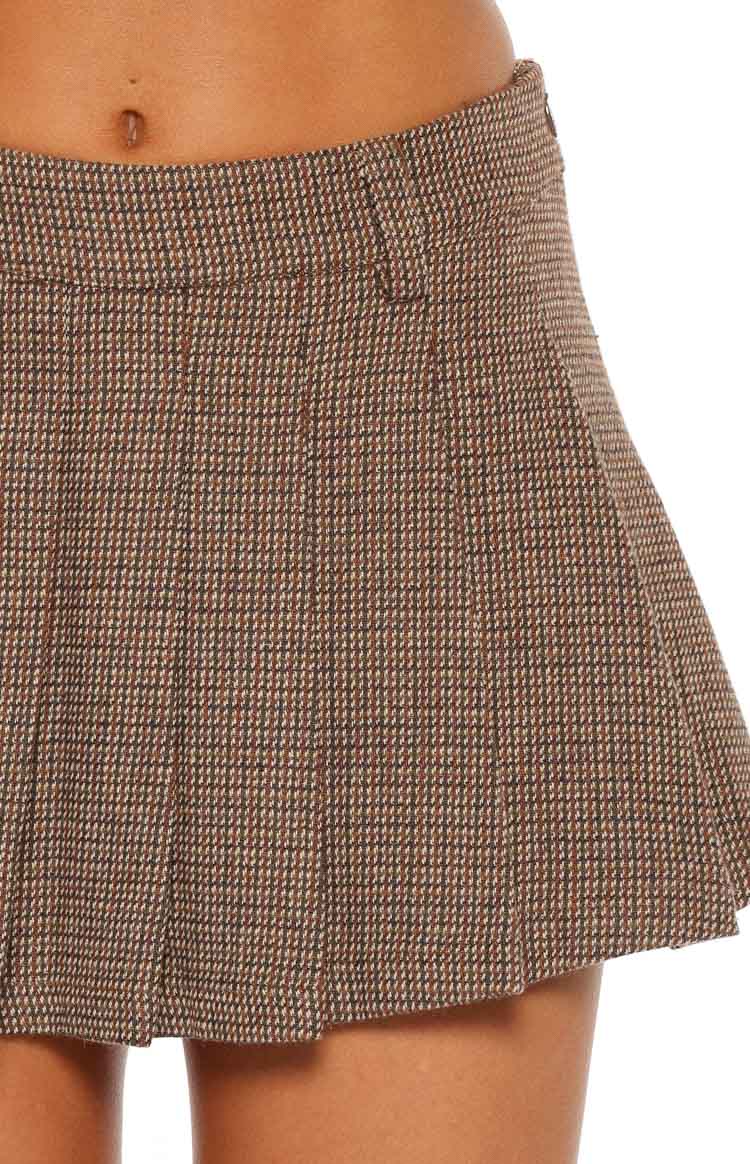 Maggie Brown Herringbone Mini Skirt