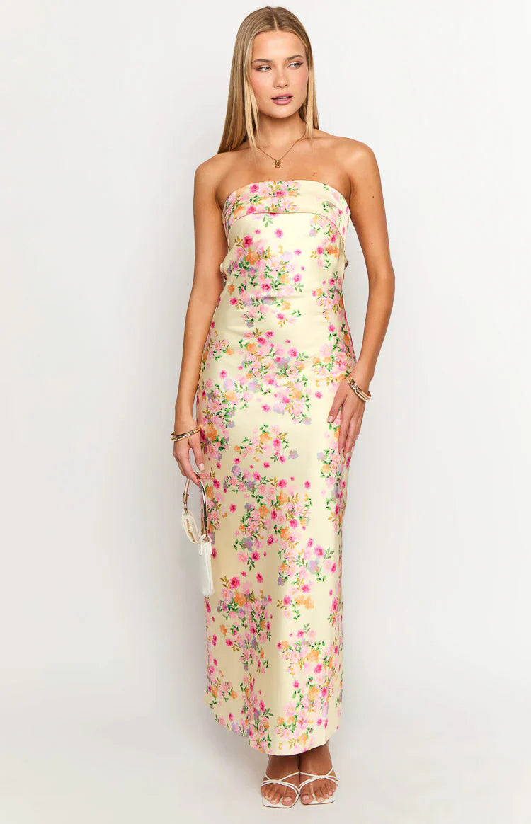 Maiah Yellow Bloom Prom Dress