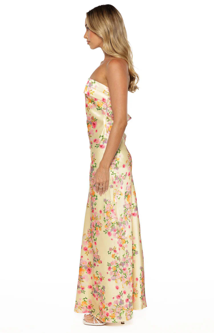 Maiah Yellow Bloom Prom Dress