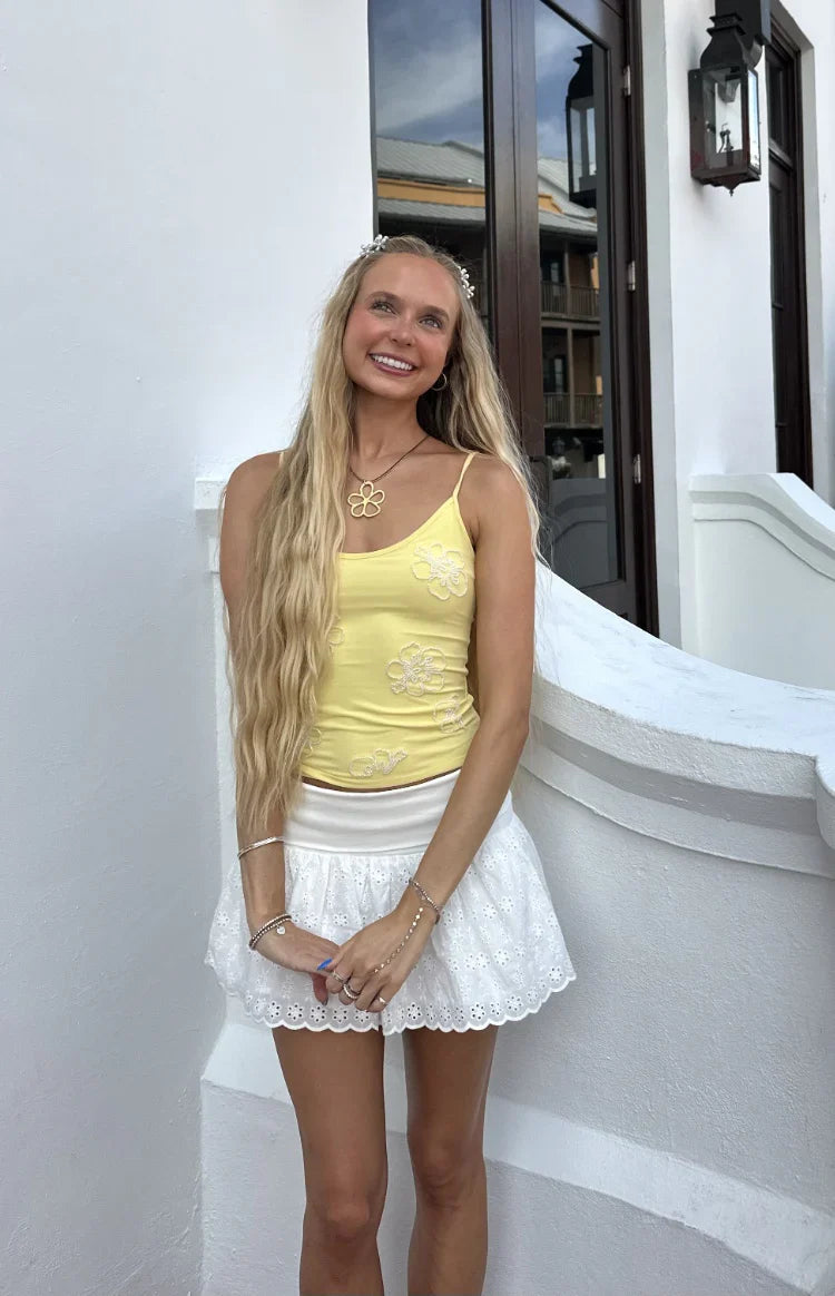 Mallorie Yellow Beaded Top