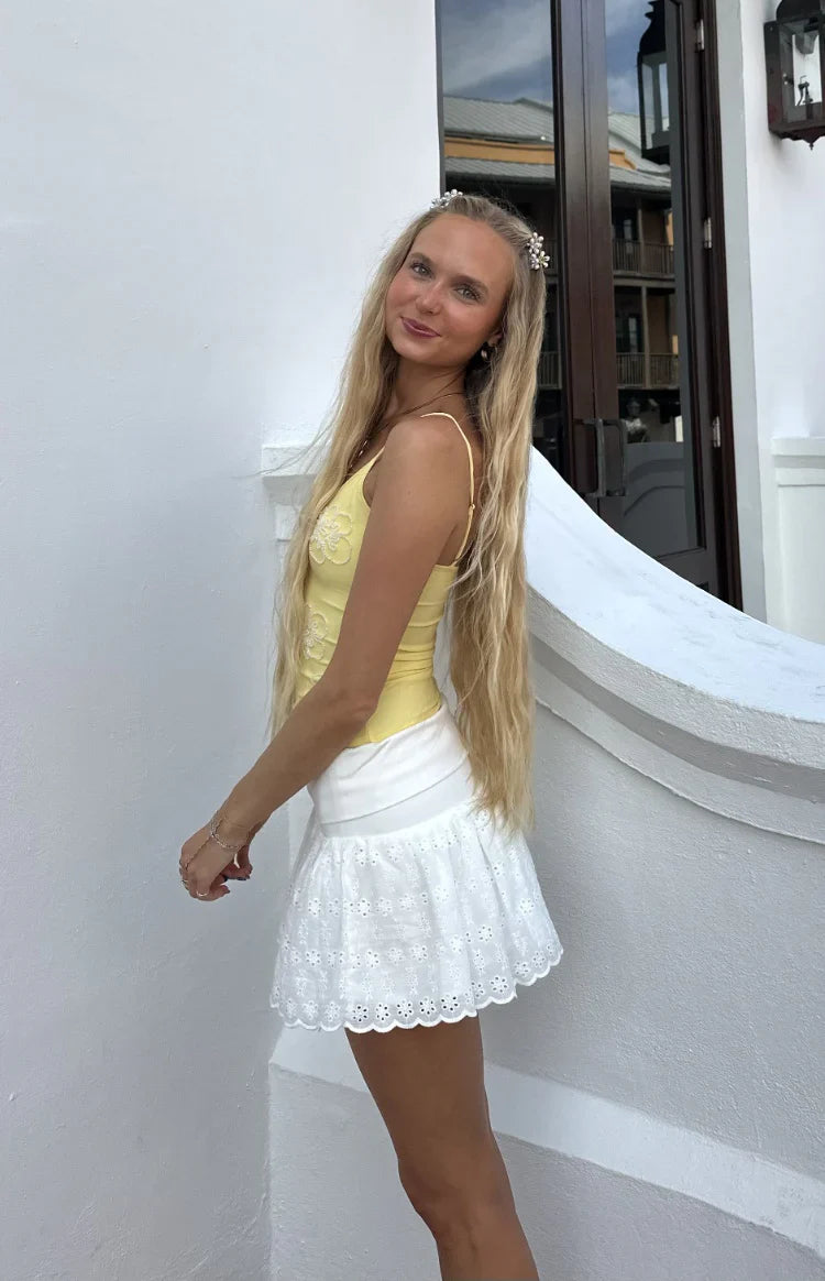 Mallorie Yellow Beaded Top