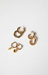 Mandey Gold Heart Hoop Earrings 3 Pack