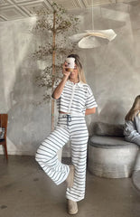 Maple White Navy Stripe Cropped Knit Sweater