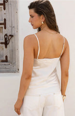 Marci Cream Satin Lace Cami Top