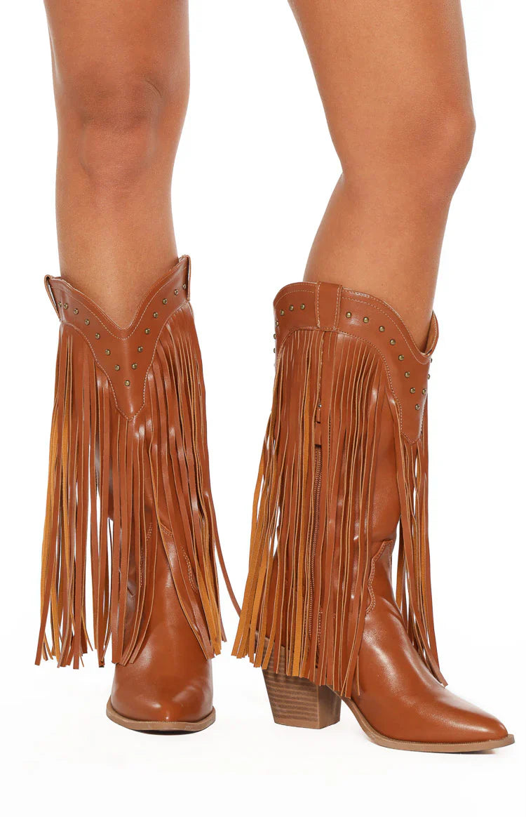 Meadow Tan Fringe Cowboy Boots