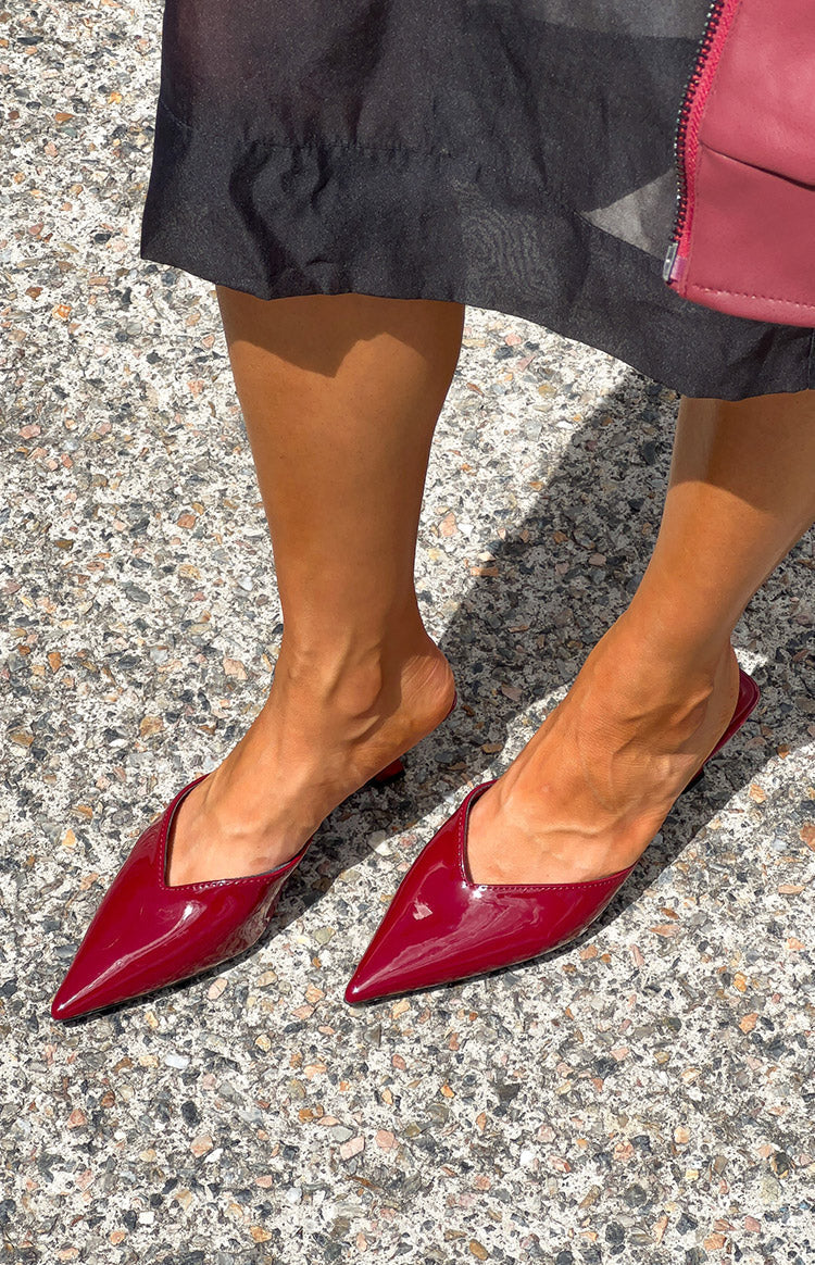 Morley Cherry Red Patent Mule Heels