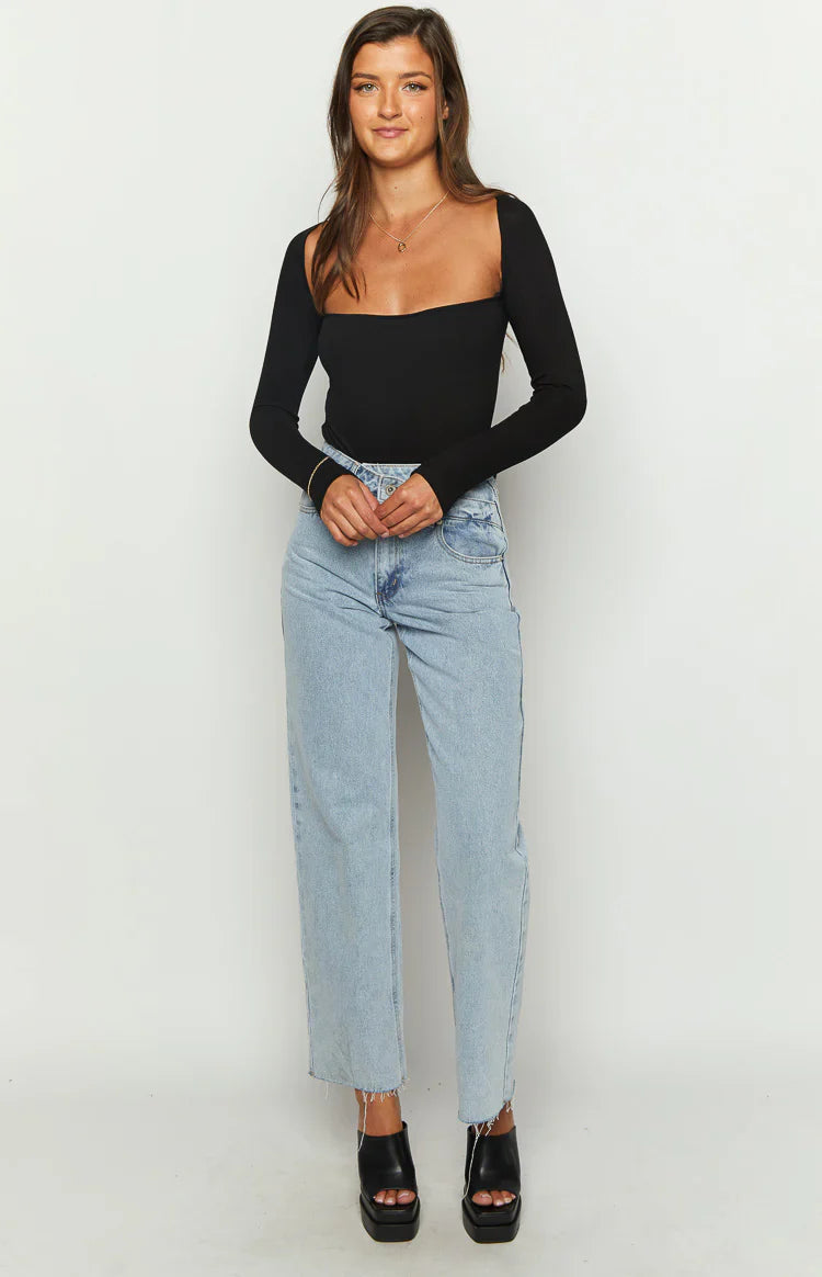My Moment Black Ribbed Bodysuit